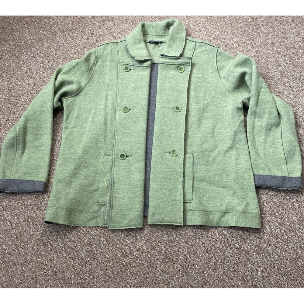 Womens Eileen Fisher Merino Wool Cardigan Green XL